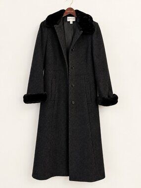 Vintage Fairweather Petites Wool Fir Lined Collar Peacoat Coat Jacket | Size 8P